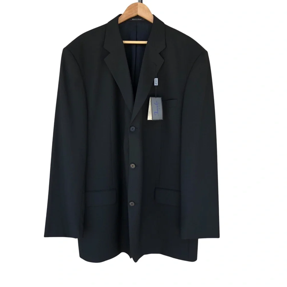 Traveler by Lacrosse Wool Lycra Wrinkle Resistance Black Jacket Blazer 52 XL